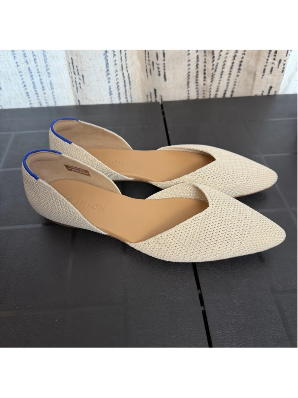 Rothy’s The D’Orsay Point Flat Conch Raffia Knit Size 9 EUC Slip On Comfort